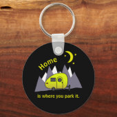 黄色のティアドロップキャンパボタンキーチェーン キーホルダー (正面)