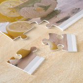 黄色のティーポットと花はまだ生写真 ジグソーパズル (側面)