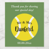 黄色のテニスボーカスタムルボトルラベル ワインラベル (シングルラベル)