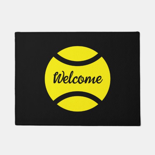 黄色のテニスボールのロゴ歓迎エントリー形式 ドアマット (正面)