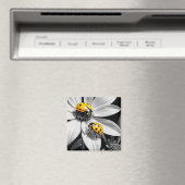 黄色のテンポウムシのカブトムシ白黒花 マグネット (インサイチュ (食洗機))