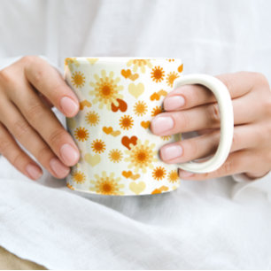 黄色のデイジーとハート コーヒーマグカップ