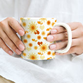 黄色のデイジーとハート コーヒーマグカップ