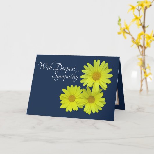 黄色のデイジーと青の背景の悔やみや弔慰 カード (黄色い花)