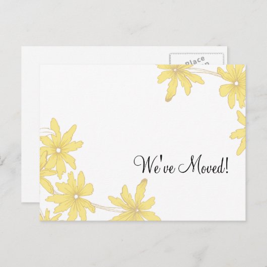 黄色のデイジーの住所の変更 案内ポストカード (正面/裏面)