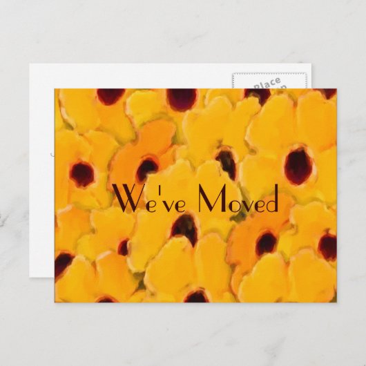 黄色のデイジーの新しいアドレスフローラ 案内ポストカード (正面/裏面)