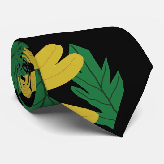 黄色のデイジーの花で葉は、首のネクタイ ネクタイ (ロール)