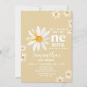 黄色のデイジーの花は彼女のonederful誕生日ではない 招待状 (正面)