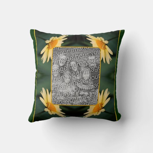 黄色のデイジーの花枠の写真の追加 クッション (裏面)