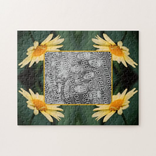 黄色のデイジーの花枠の写真の追加 ジグソーパズル (横)