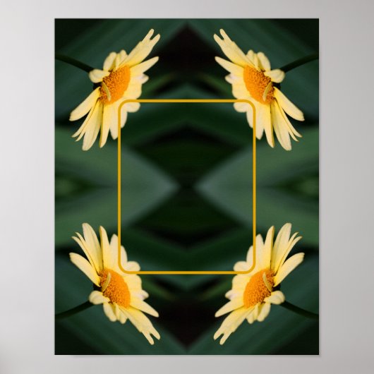 黄色のデイジーの花枠の写真の追加 ポスター (正面)