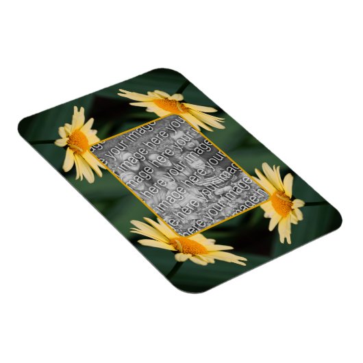 黄色のデイジーの花枠の写真の追加 マグネット (右側)