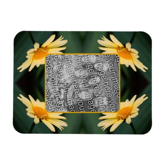 黄色のデイジーの花枠の写真の追加 マグネット (横)