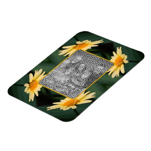 黄色のデイジーの花枠の写真の追加 マグネット (左側)