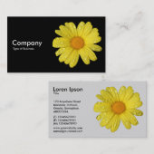 黄色のデイジーイン雨 – 黒 名刺 (正面/裏面)