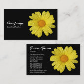 黄色のデイジーイン雨 – 黒 名刺 (正面/裏面)