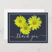 黄色のデイジーカラフルネイビー背景ありがとう ポストカード (正面/裏面)