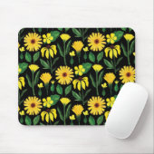 黄色のデイジーコレクションオンブラック マウスパッド (マウス)