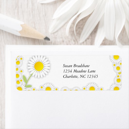 黄色のデイジーデイジートリム住所 シール (インサイチュ)