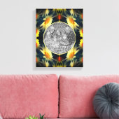 黄色のデイジーフラワー抽象芸術自分の写真を作成 キャンバスプリント (インサイチュ (リビング))