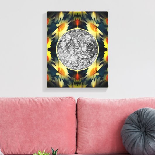 黄色のデイジーフラワー抽象芸術自分の写真を作成 キャンバスプリント (インサイチュ (リビング))