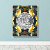 黄色のデイジーフラワー抽象芸術自分の写真を作成 キャンバスプリント (インサイチュ (ウッドフロア))