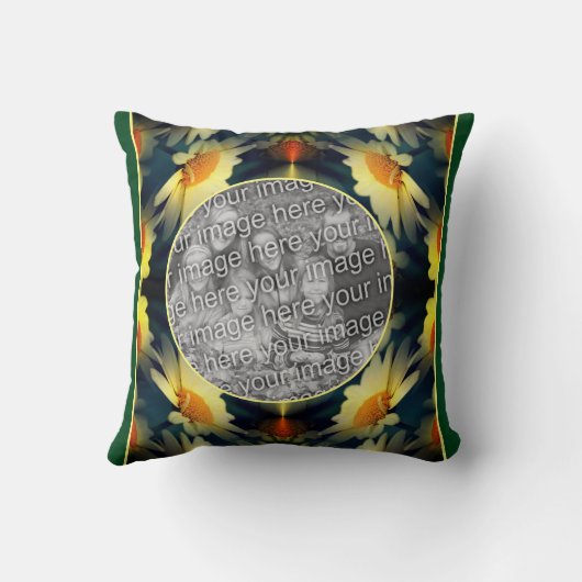 黄色のデイジーフラワー抽象芸術自分の写真を作成 クッション (裏面)