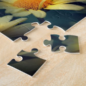 黄色のデイジーフラワー抽象芸術自分の写真を作成 ジグソーパズル (側面)