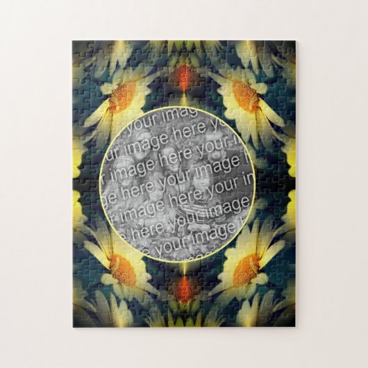 黄色のデイジーフラワー抽象芸術自分の写真を作成 ジグソーパズル (縦)