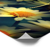 黄色のデイジーフラワー抽象芸術自分の写真を作成 ポスター (角)