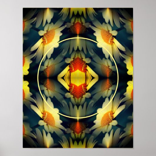 黄色のデイジーフラワー抽象芸術自分の写真を作成 ポスター (正面)