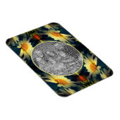 黄色のデイジーフラワー抽象芸術自分の写真を作成 マグネット (右側)