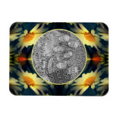 黄色のデイジーフラワー抽象芸術自分の写真を作成 マグネット (横)