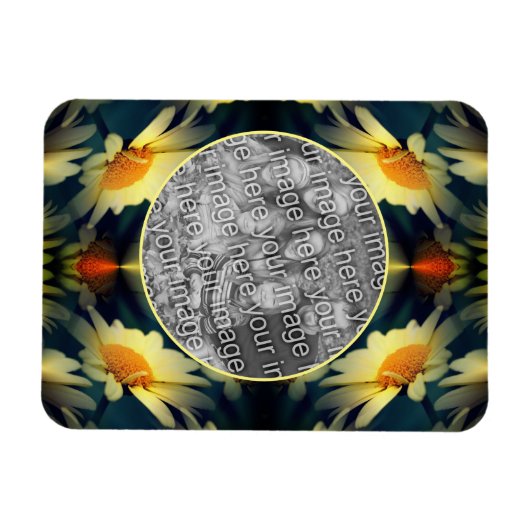 黄色のデイジーフラワー抽象芸術自分の写真を作成 マグネット (横)