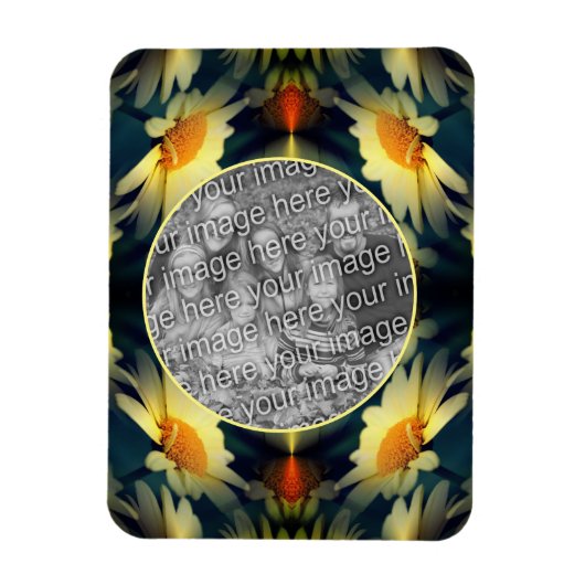 黄色のデイジーフラワー抽象芸術自分の写真を作成 マグネット (縦)