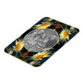 黄色のデイジーフラワー抽象芸術自分の写真を作成 マグネット (左側)