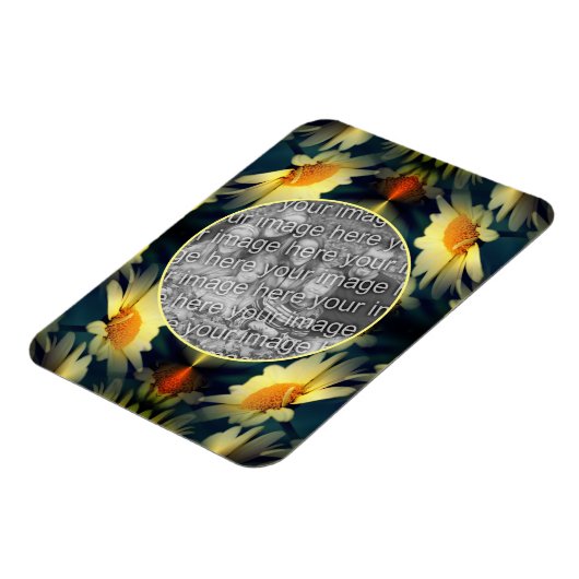 黄色のデイジーフラワー抽象芸術自分の写真を作成 マグネット (左側)