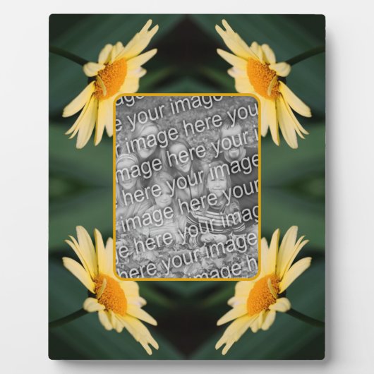 黄色のデイジーフラワー自分の写真を追加 フォトプラーク (正面)