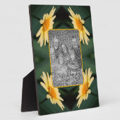 黄色のデイジーフラワー自分の写真を追加 フォトプラーク (側面)