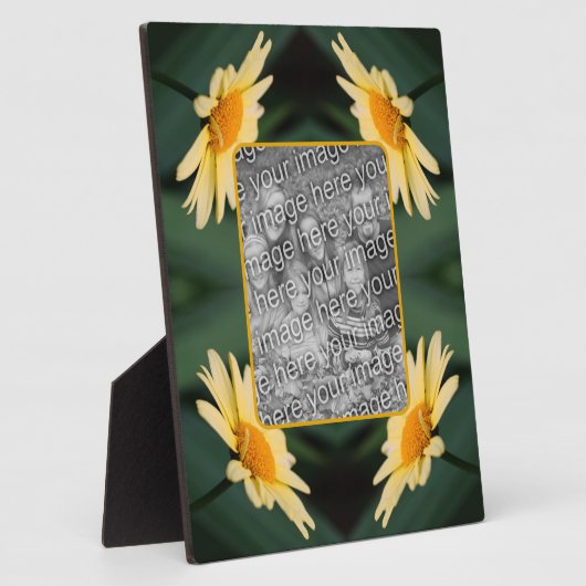 黄色のデイジーフラワー自分の写真を追加 フォトプラーク (側面)