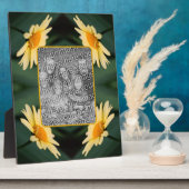 黄色のデイジーフラワー自分の写真を追加 フォトプラーク (側面)