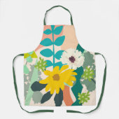 黄色のデイジー抽象芸術モダンカラーブロック エプロン (正面)