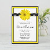 黄色のデイジー水玉模様ブライダルシャワー招待状 招待状 (スタンド正面)