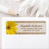 黄色のデイジー素朴Burlapアドレス ラベル (インサイチュ)