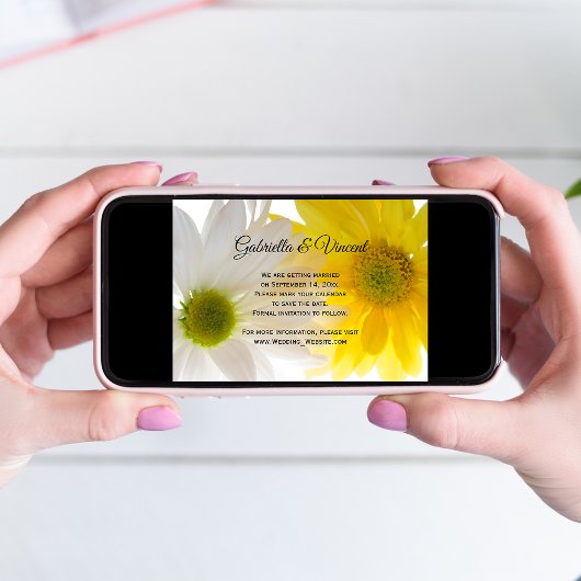 黄色のデイジー結婚式日付の発表を保存 招待状