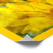 黄色のデイジー花水色ルック ポスター (角)