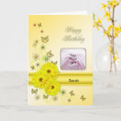 黄色のデイジー誕生日のフォトカード カード (黄色い花)