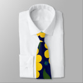 黄色のデイジー青の背景の花のパターン ネクタイ (タイ)