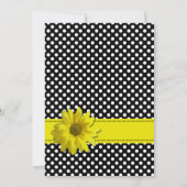 黄色のデイジー黒と白の水玉模様 招待状 (裏面)