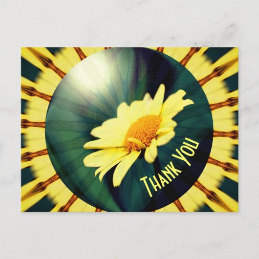 黄色のデイジー・アブストラクト・フラワーの感謝ポストカード ポストカード (正面)